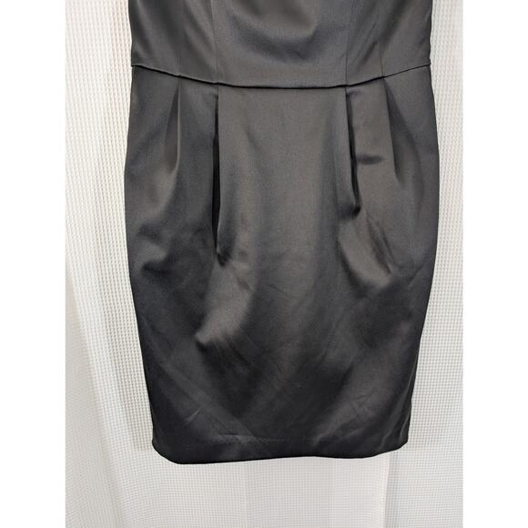 EXPRESS DESIGN STUDIO! LUXE BLACK SATIN WRAPPED STYLE GLAM DRESS! SZ 2 - Picture 4 of 11